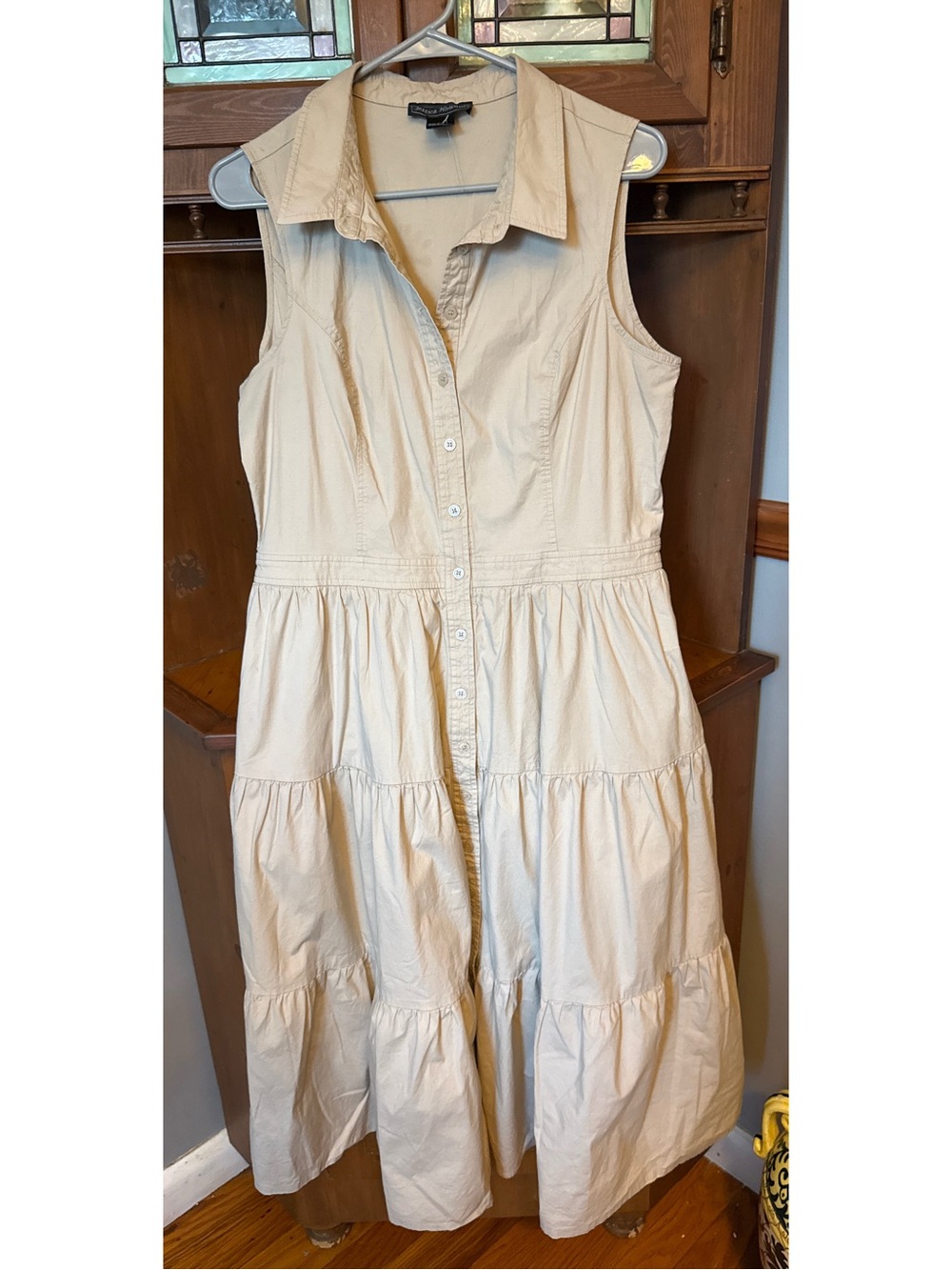 Jessica Howard cotton blend Sleeveless Tiered Button-Front Shirt Dress 14,
